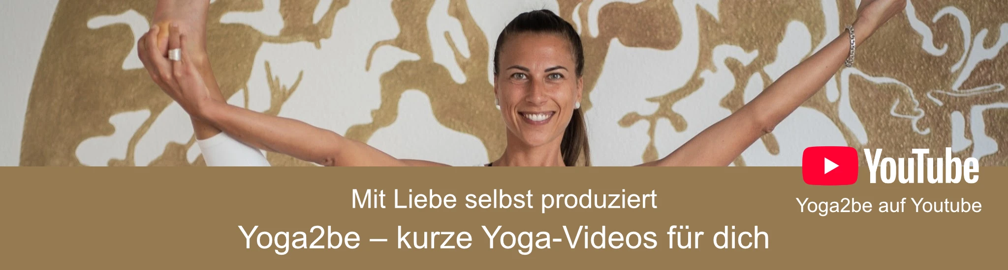 Headerbild von Yoga2be mit Text zu selbst produzierten Yoga‑Videos auf YouTube